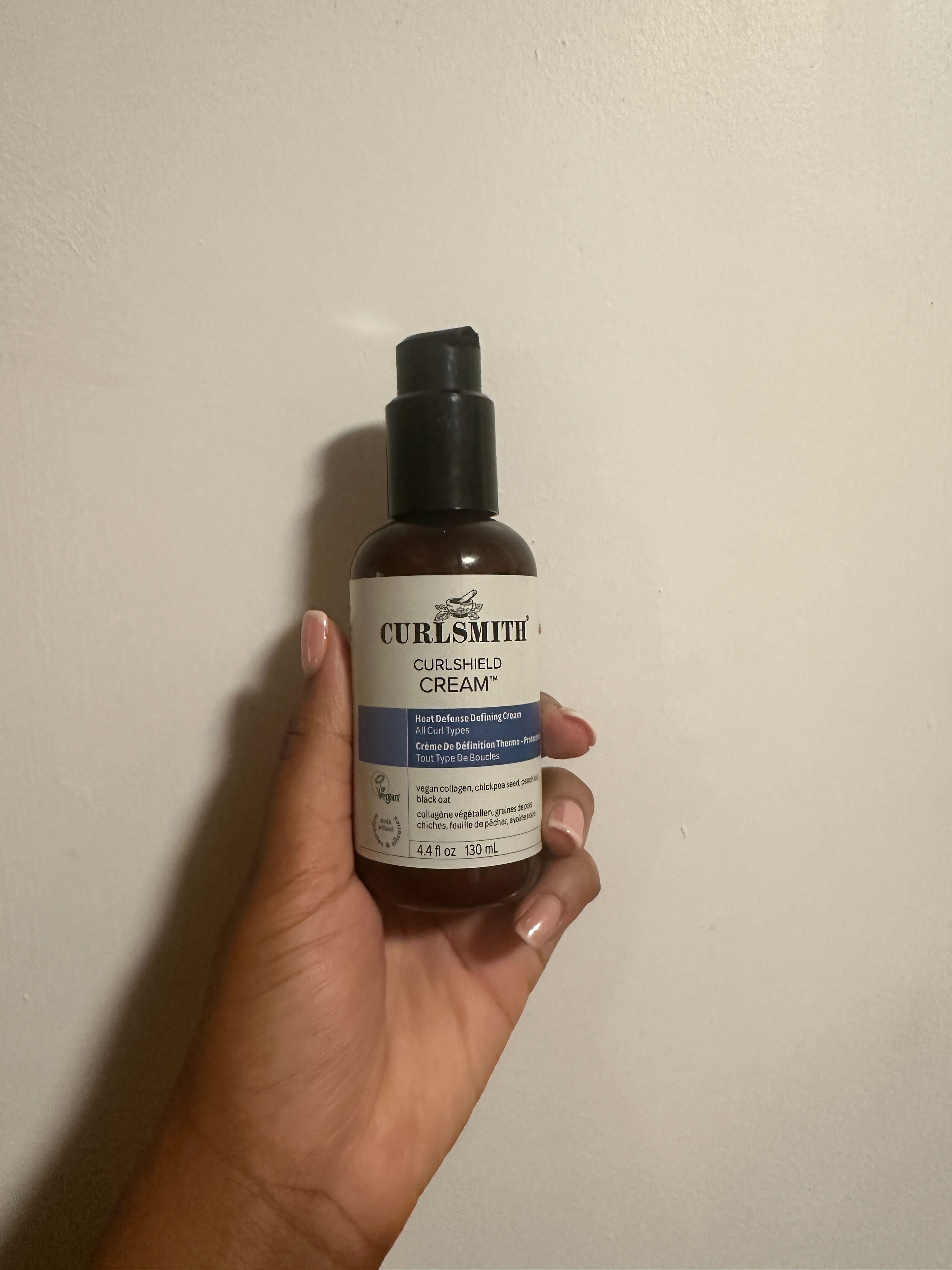 Ariel Baker testing Curlsmith Heat Protector Styling Serum