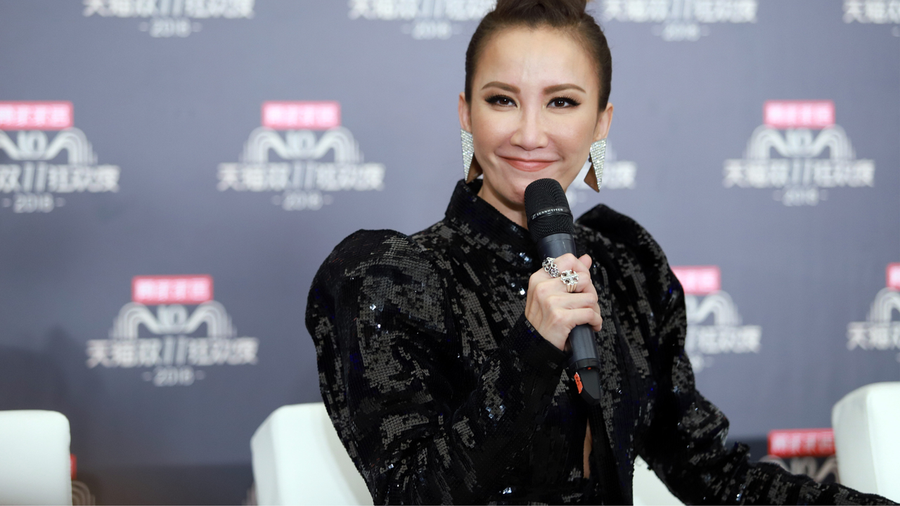 Singer Coco Lee receives interview during rehearsal for 2018 Double 11 Global Shopping Festival on November 10, 2018 in Shanghai, China.