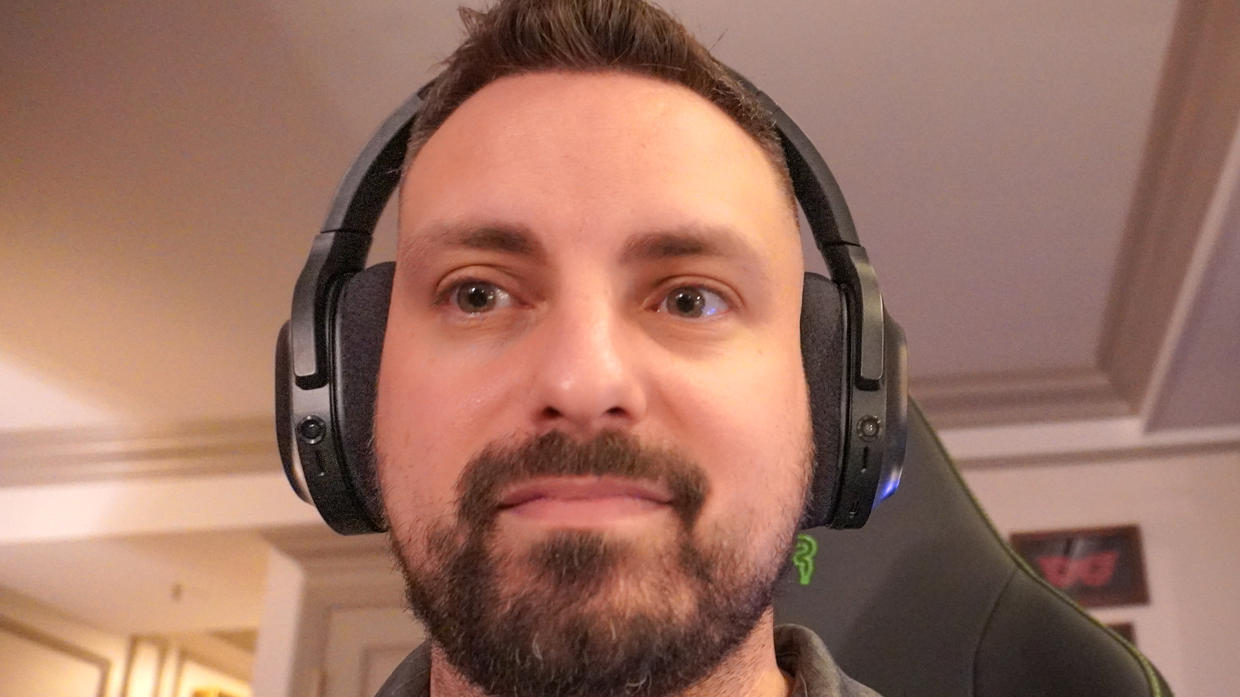 A person wearing Razer's Project Motoko AI-powered headset