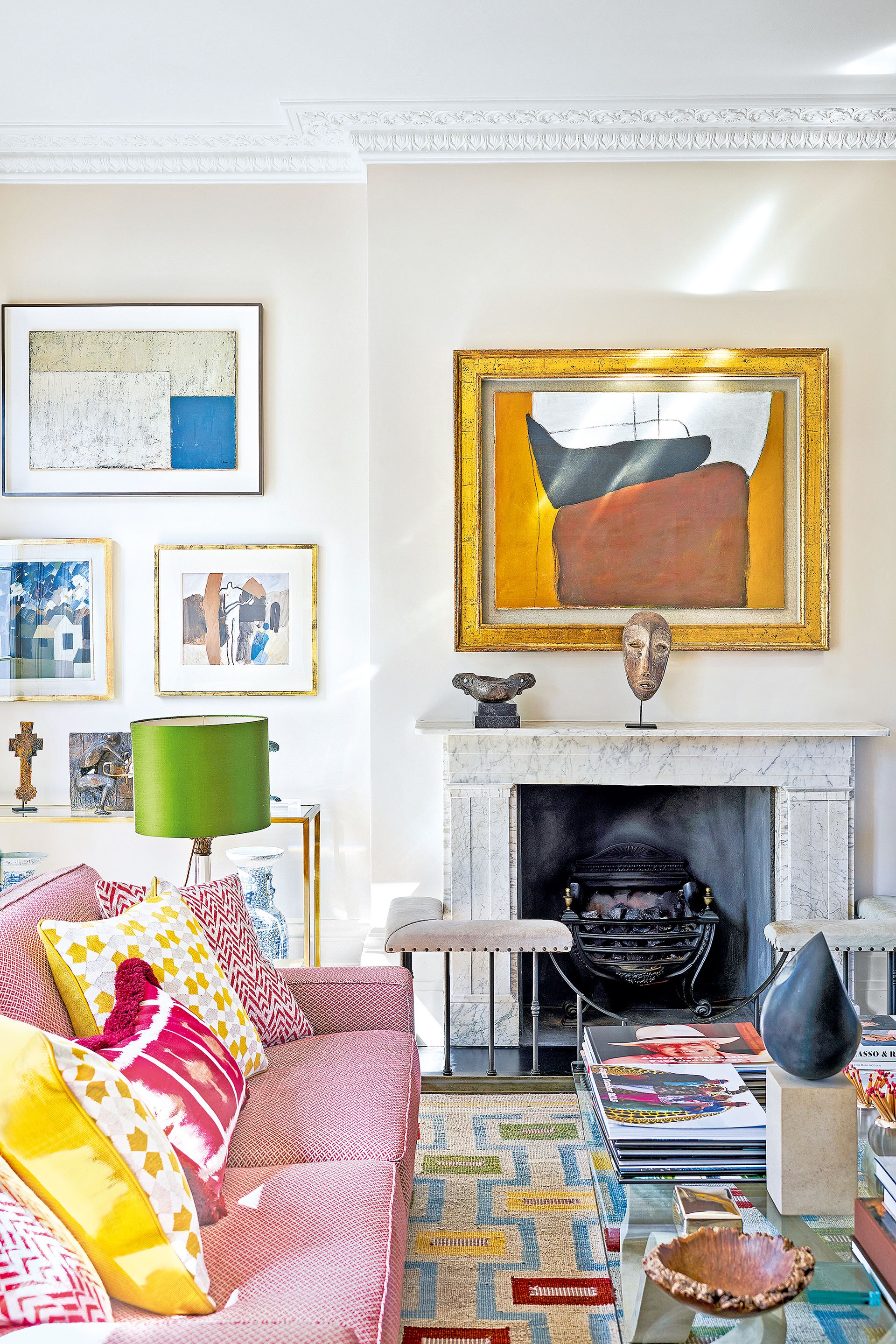 Colourful rug in a living room