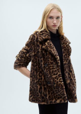 Leopard Fur-Effect Coat - Women | Mango United Kingdom