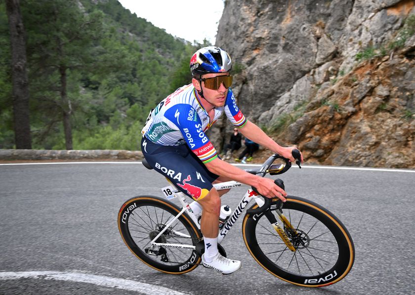SANTUARI DE LLUC, SPAIN - JANUARY 30: Remco Evenepoel of Belgium and Team Red Bull - BORA - hansgrohe competes in the breakaway during the 35th Challenge Ciclista Mallorca 2026 - Trofeo Serra Tramuntana a 153.7km one day race from Selva to Santuari de Lluc on January 30, 2026 in Santuari de Lluc,Spain. (Photo by Tim de Waele/Getty Images)