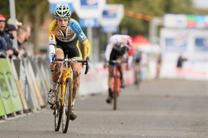 Wout Van Aert (Telenet-Fidea) finishes in 2nd place at the U23 Koppenbergcross ahead of Mathieu van der Poel ( Enertherm-BKCP)