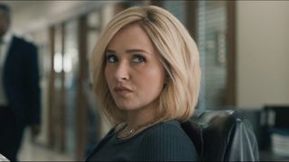 Hayden Panettiere looking up in Scream VI.