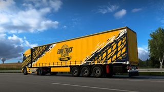 An image of a truck in Euro Truck Simulator 2 equipped with 10th anniversary livery.