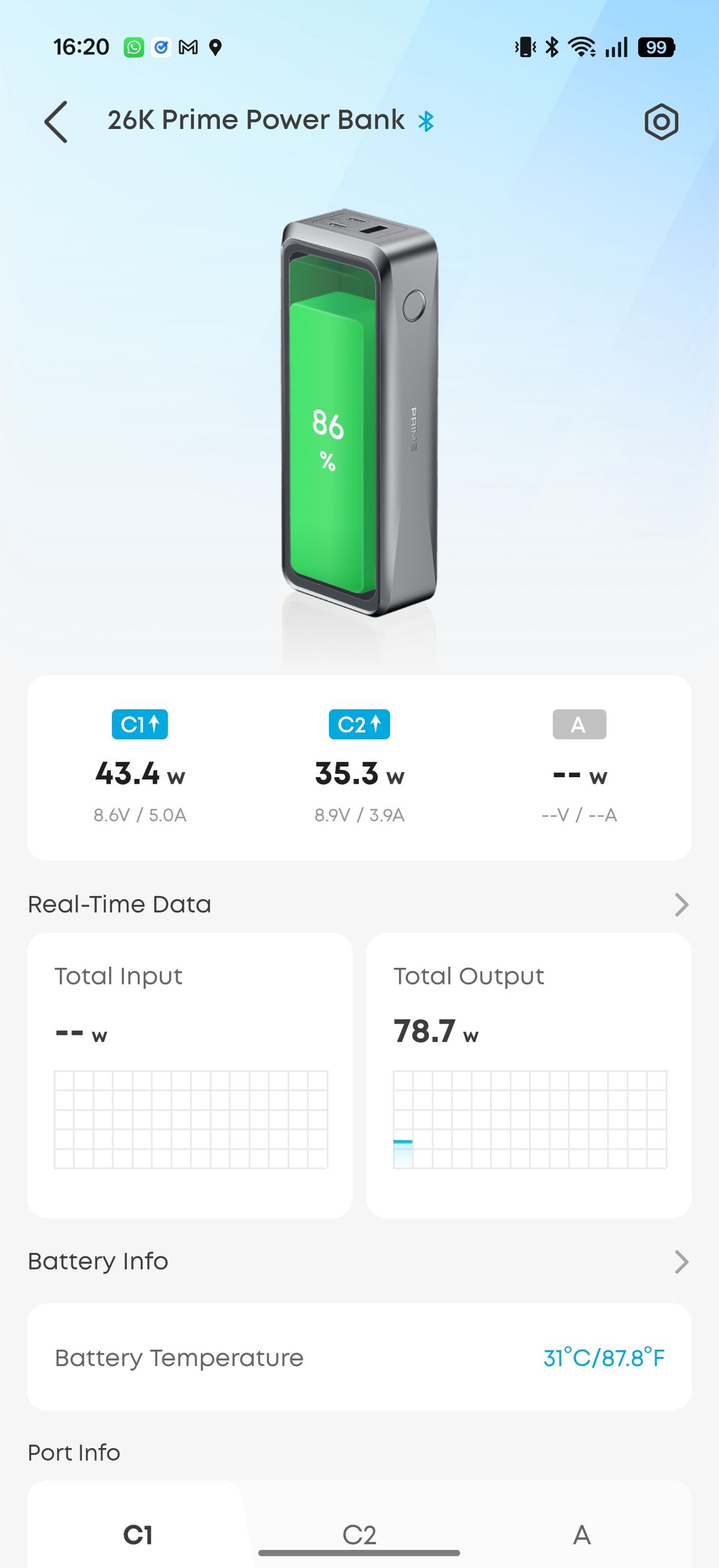 Screenshots from the Anker phone application