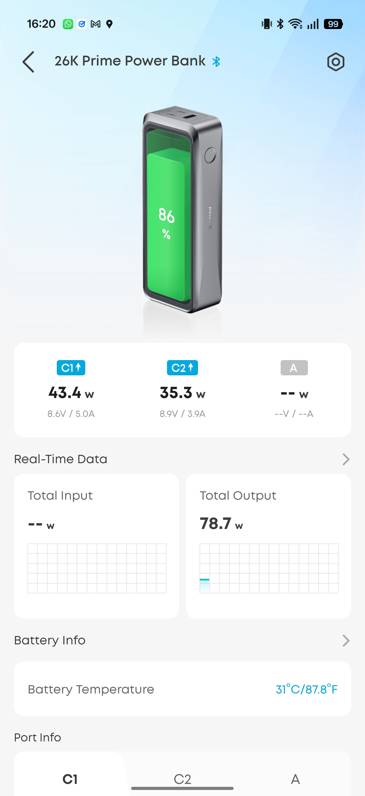 Screenshots from the Anker phone application