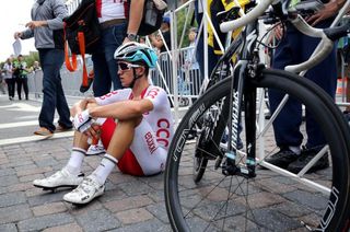 Defending champion Michal Kwiatkowski (Poland) looking dejected post-race