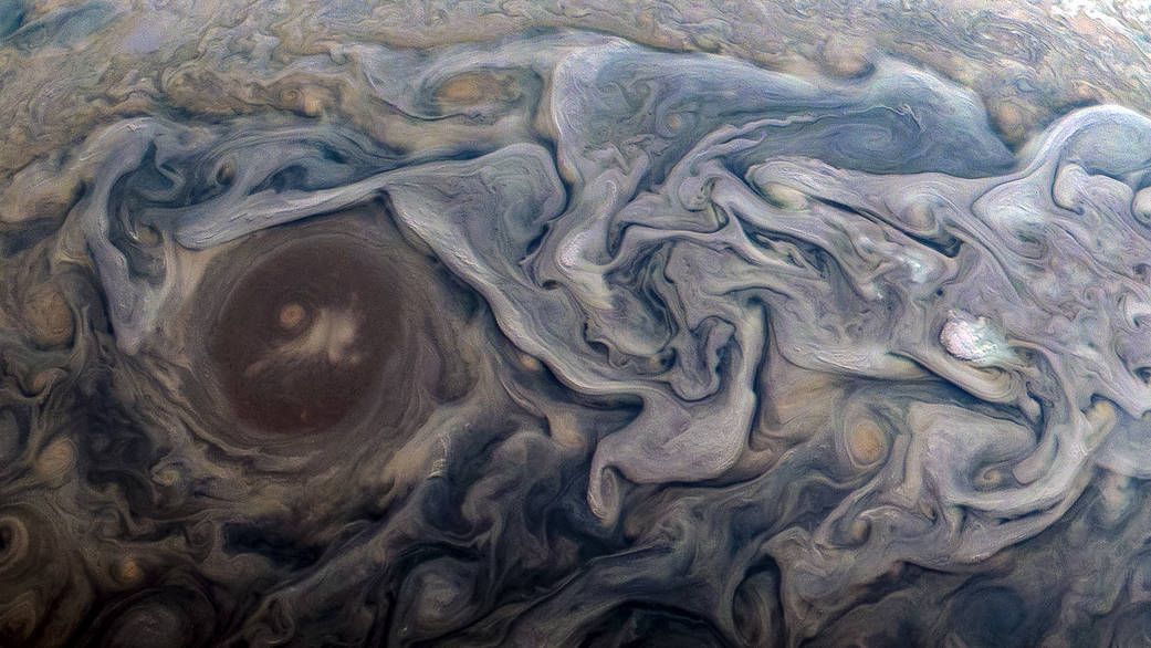 Jupiter&#039;s clouds as captured by Juno.