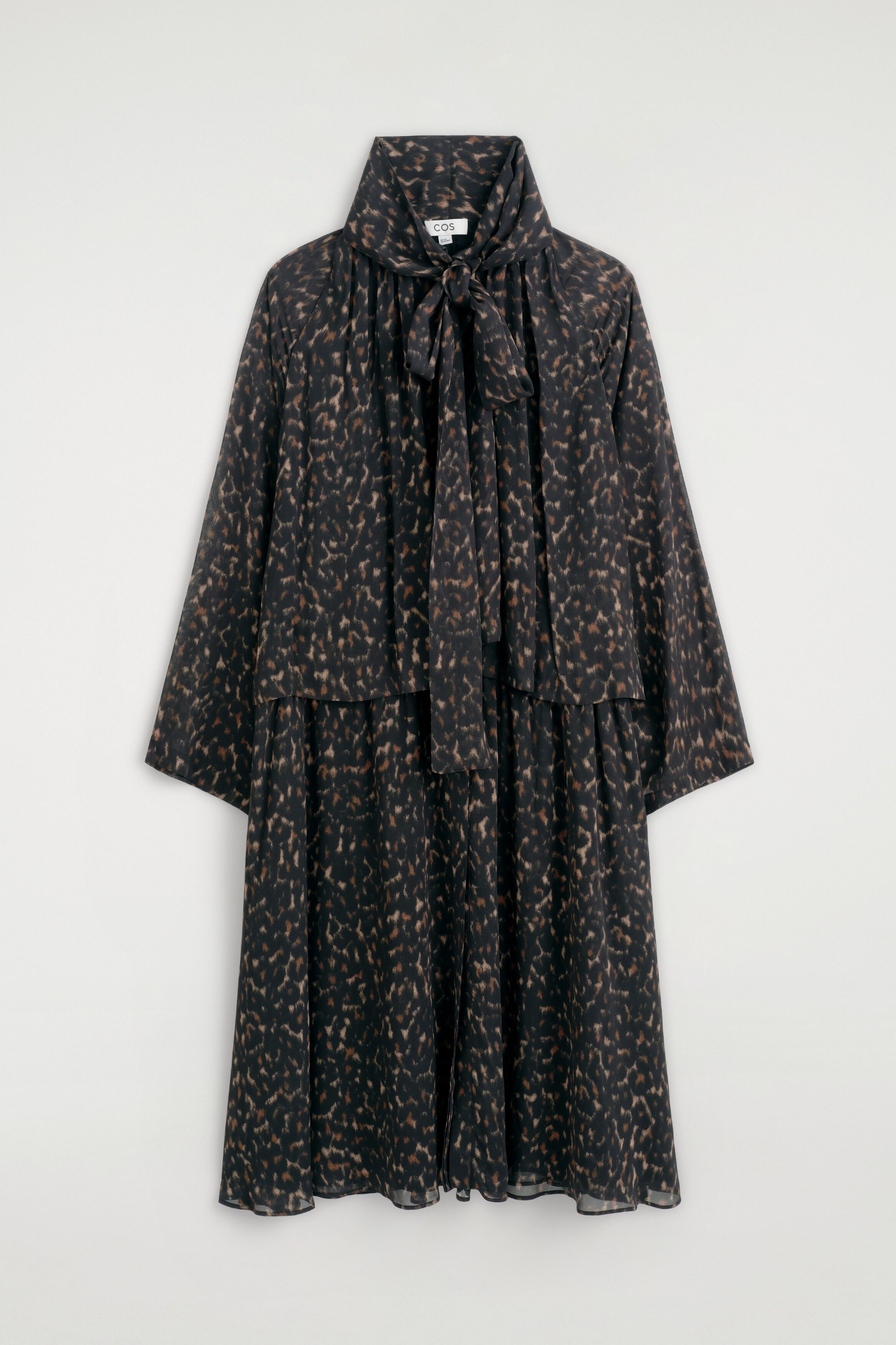 Leopard-Print Fluid Scarf-Detail Dress