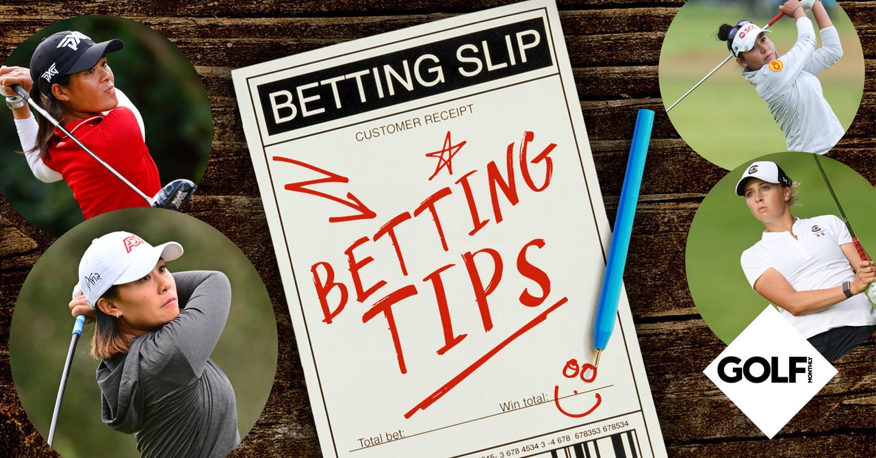 Betting slip graphic with four LPGA golfers