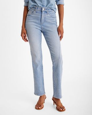 Express, High Waisted Light Wash Seamed '90s Slim Jeans