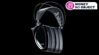 Dan Clark Audio Noire X headphones on black background, with TR's 'Money No Object' badge 