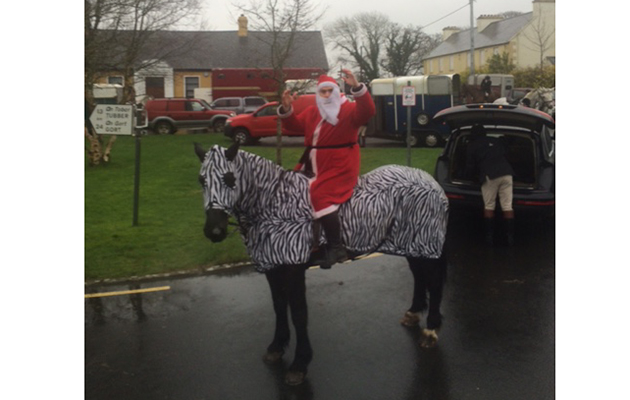 A special guest makes an appearance with the County Clare Hunt at Corofin, Co. Clare in Ireland