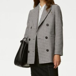 Checked Double Breasted Short Coat