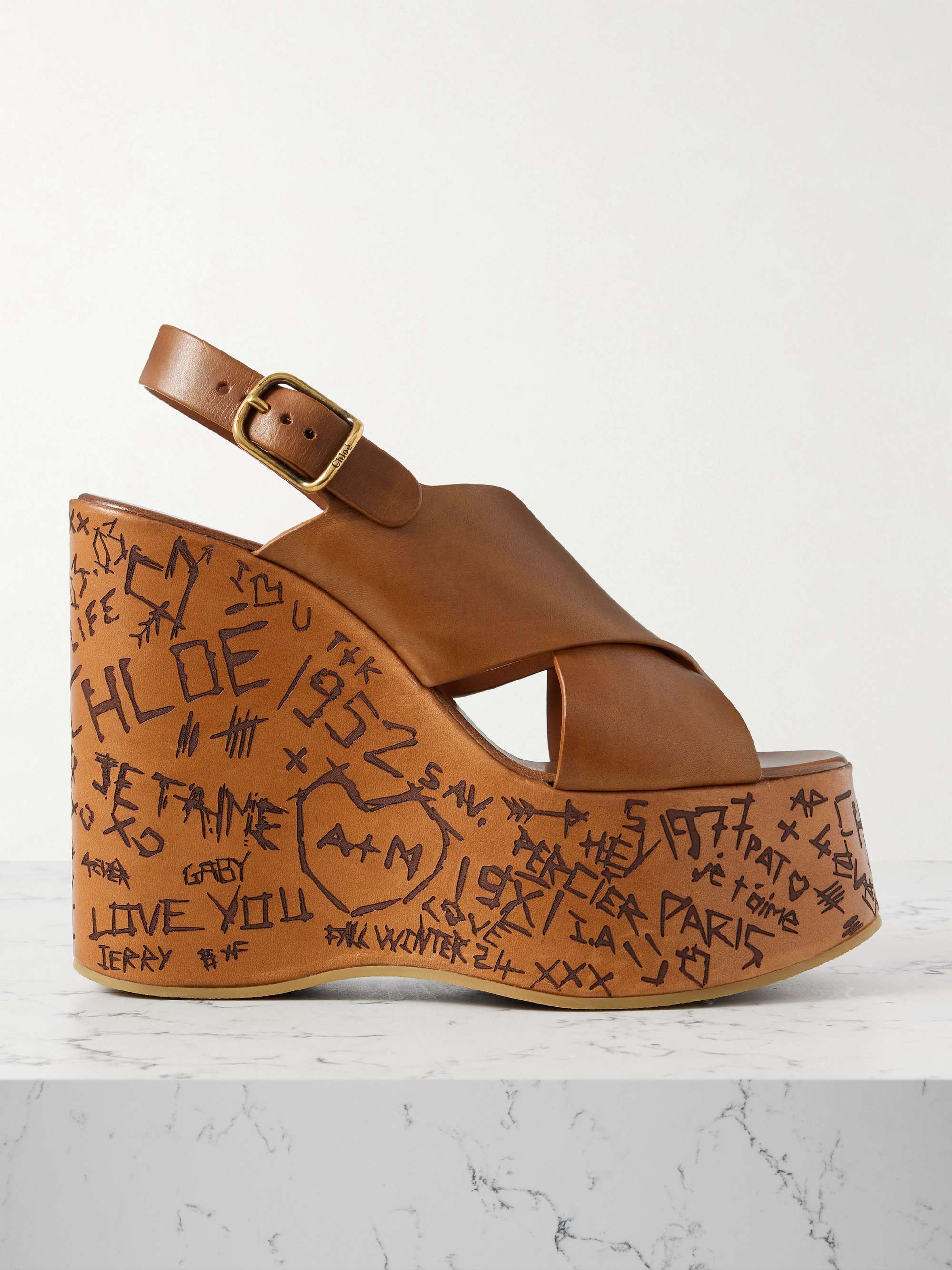 Maxime Leather Platform Wedge Sandals