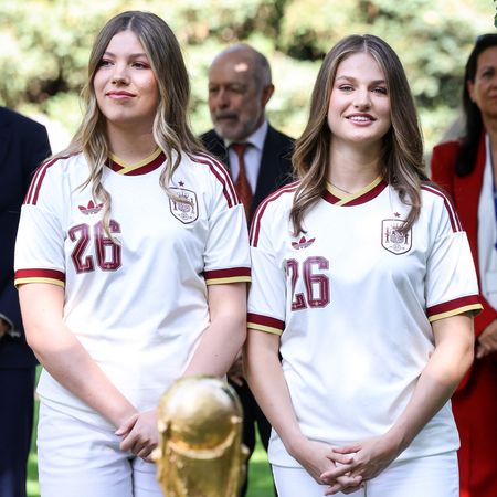 Infanta Sofia and Princess Leonor wearing Spain jerseys