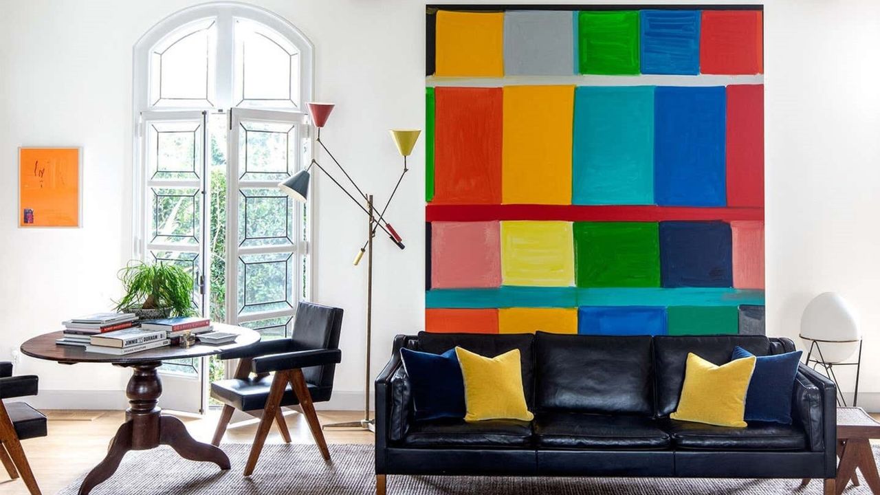 Colorful wall art in a living room