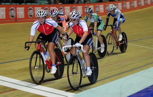The women's Madison race was fast and furious