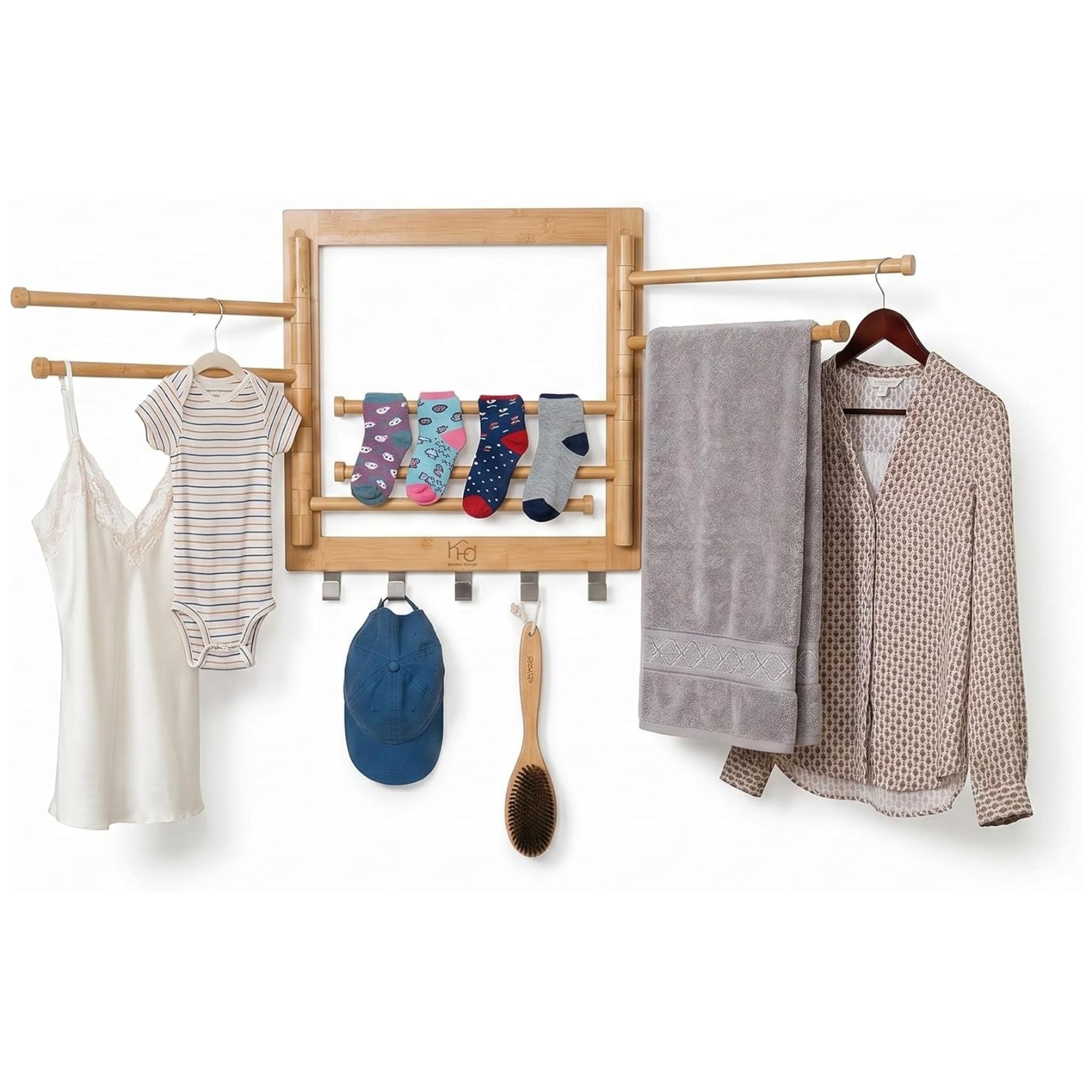 Wooden wall-mounted drying rack