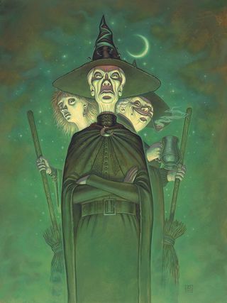 Wryd Sisters - “I started this piece in 2002 and finished it in 2013. It was for an exhibition at the Russell Coates Museum in Bournemouth. Granny Weatherwax looks like my mum.”