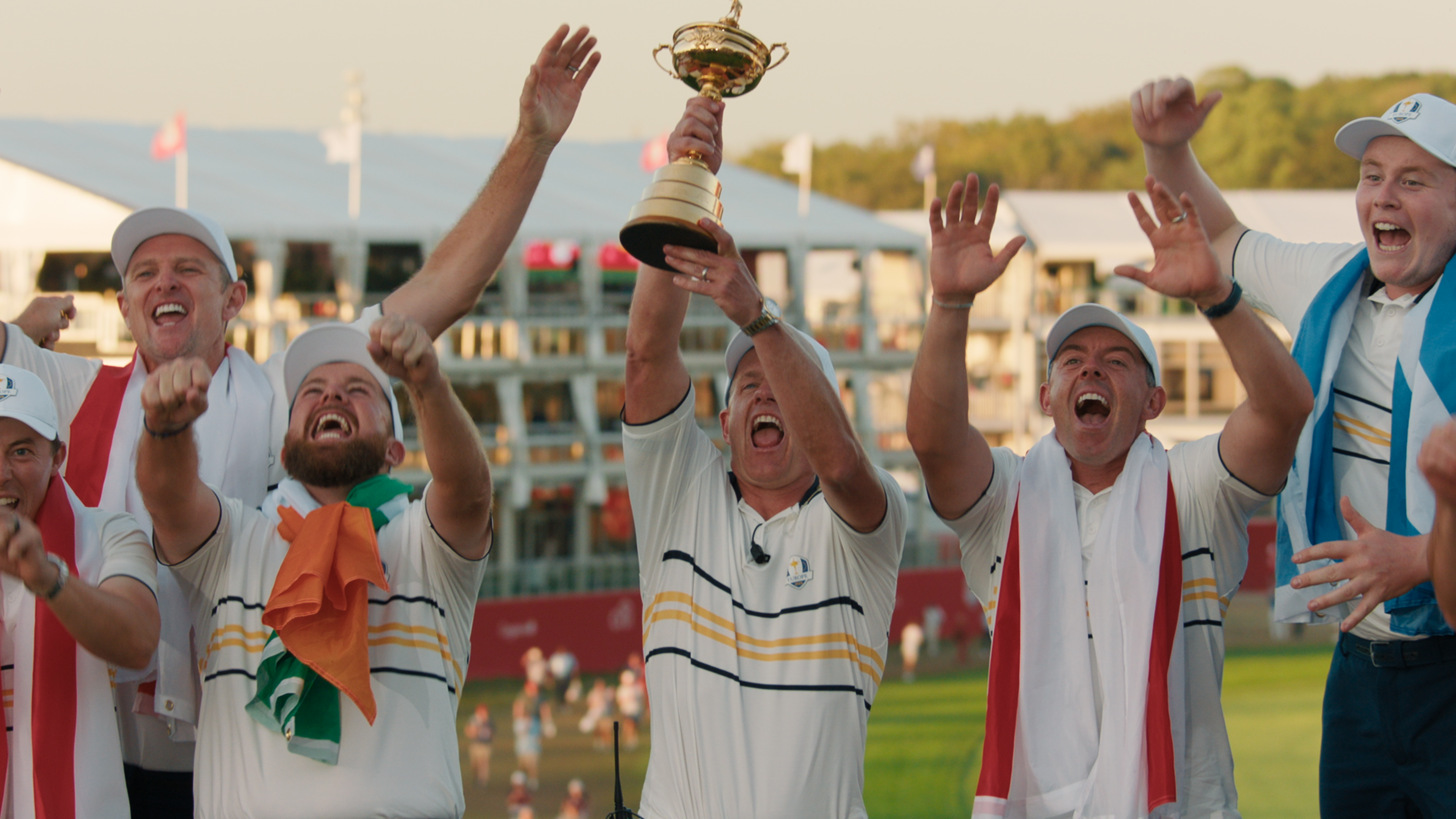(L-R) Justin Rose, Shane Lowry, Luke Donald and Rory McIlroy in "Full Swing" Season 4