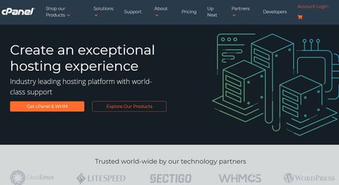 cPanel hosting's homepage