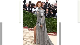 Zendaya wears a chainmail dress as she attends the Heavenly Bodies: Fashion & The Catholic Imagination Costume Institute Gala at The Metropolitan Museum of Art on May 7, 2018 in New York City.