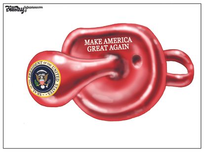 Political Cartoon U.S. Trump MAGA pacifier 2020 presidential election
