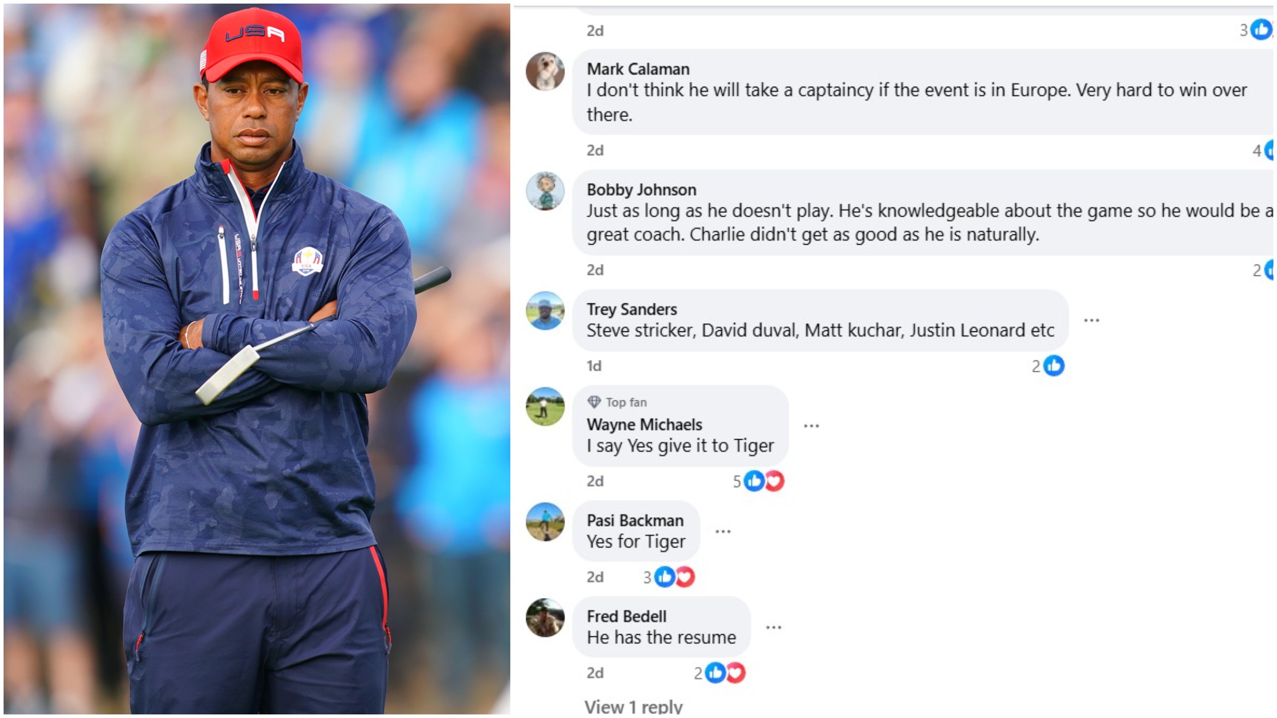 Golf Monthly readers give their views on Tiger Woods being Ryder Cup captain