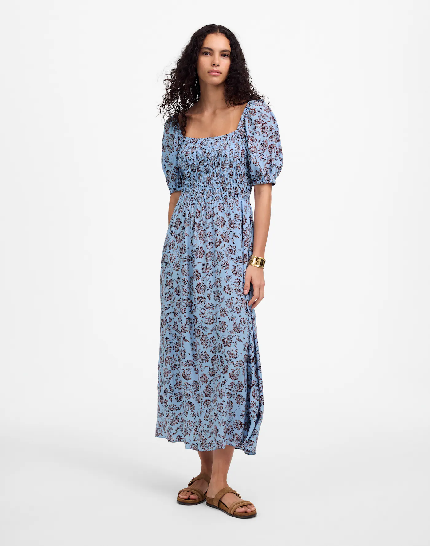 Madewell, Smocked Puff-Sleeve Dress in Floral