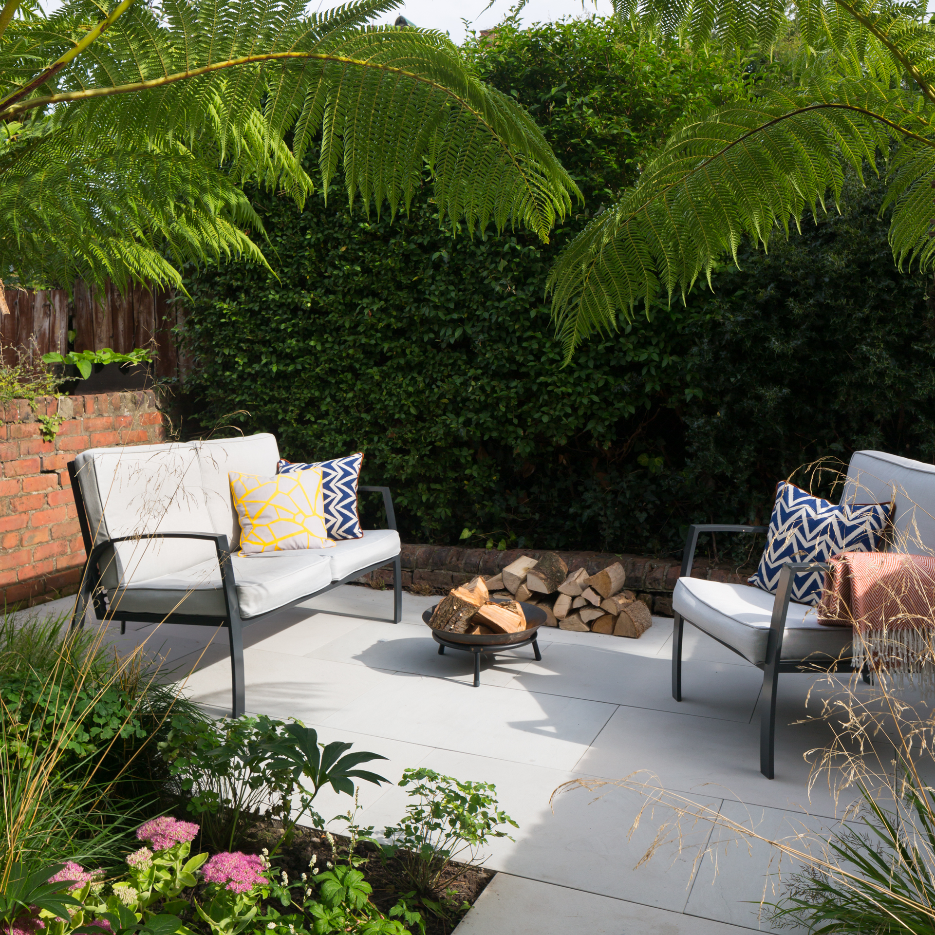 zen garden with path leading to calm seating area