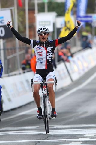 Grace Verbeke (Lotto Ladies Team) was overjoyed to win the 2010 Ronde van Vlaanderen