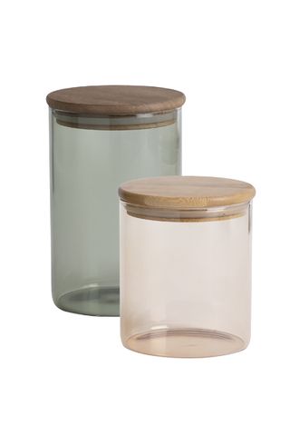 2 citrine glass food storage cannisters from Habitat