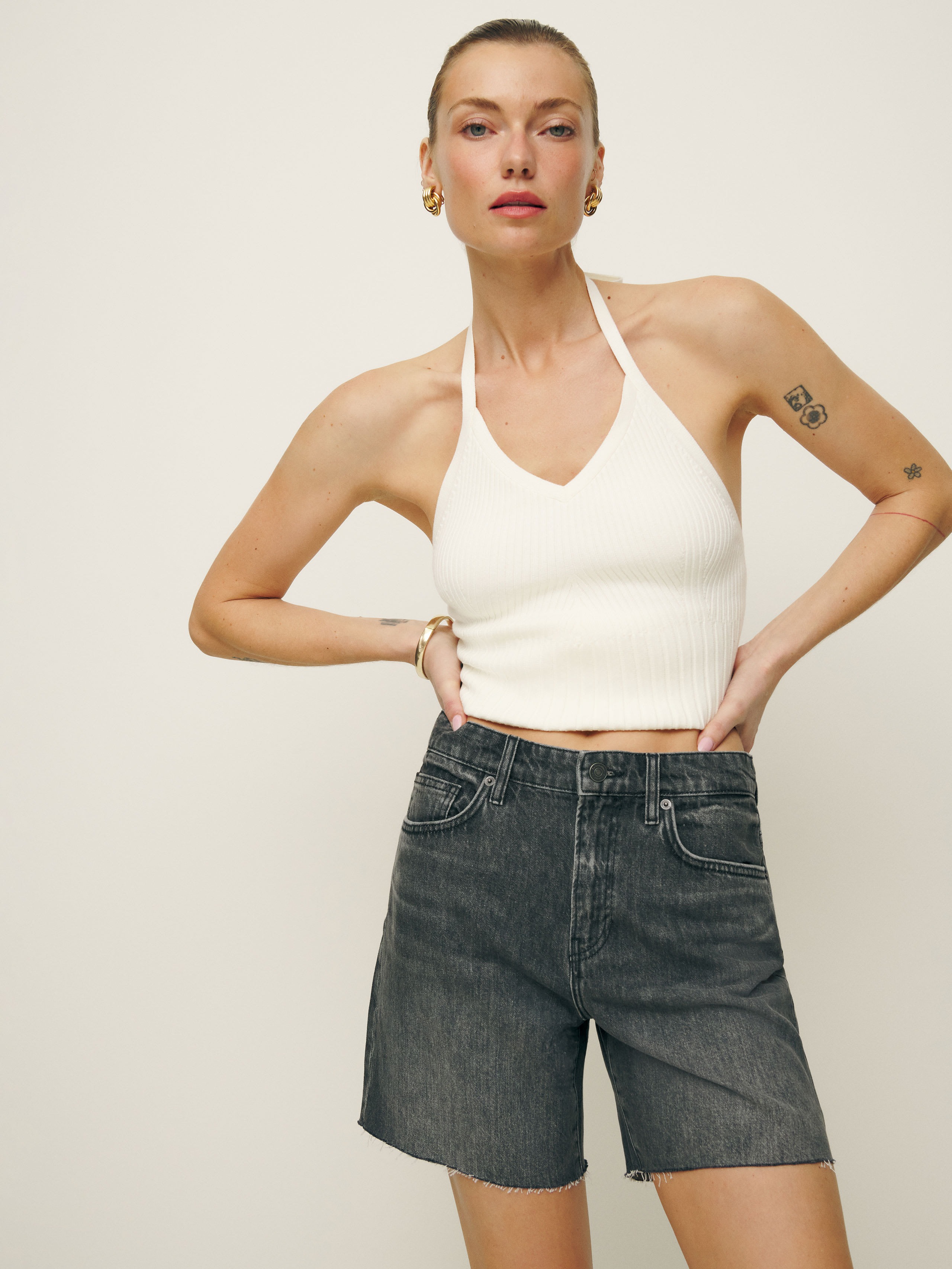 Reformation Raye Mid Rise Relaxed Jean Shorts