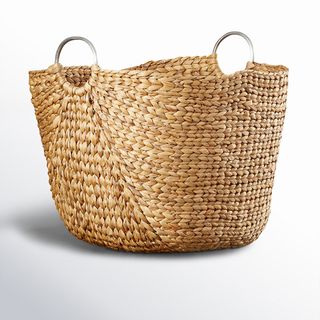 Birch Lane™ Seagrass Handmade Woven Decorative and Functional Storage Basket With Ring Metal Handles & Reviews | Wayfair