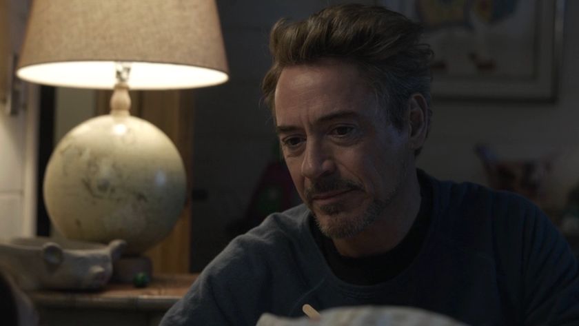 Tony Stark seated next to his daughter Morgan&#039;s bed