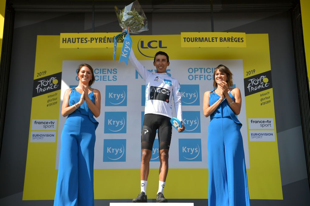Egan Bernal (Team Ineos) back in white on the Tourmalet