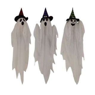 Hanging ghost decor in black hats