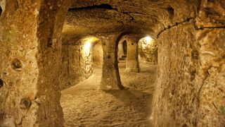 The underground city of Derinkuyu in the Cappadocia region of Turkey.