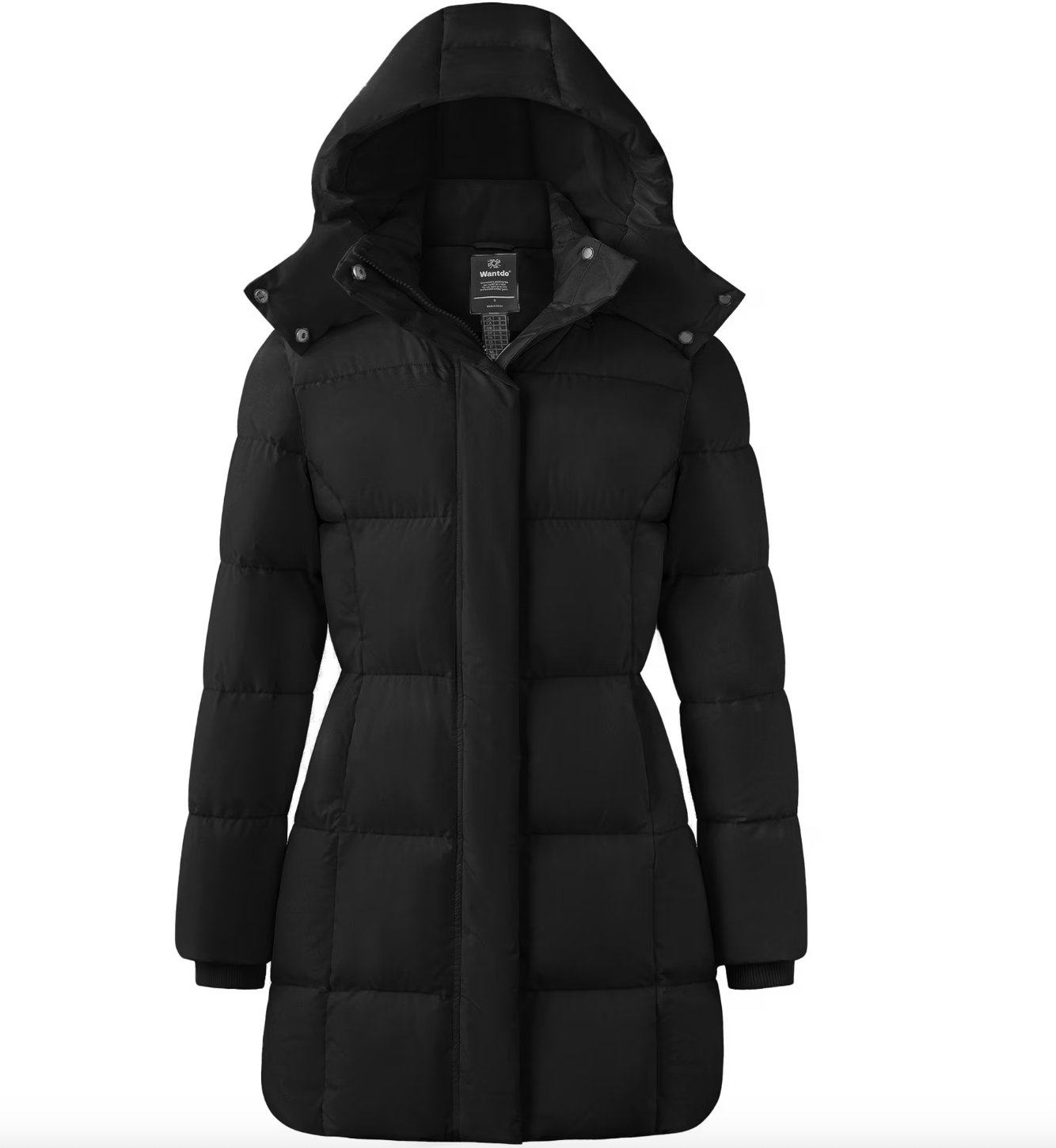 Wantdo, Wantdo Women's Recycled Winter Jacket Insulated Winter Puffer Coat Waterproof Thicken Parka Black L