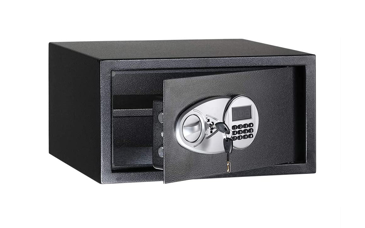 The Amazon Basics Steel Security Safe boasts two live-door bolts and pry-resistant concealed hinges.