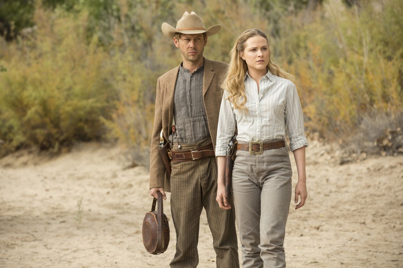 Jimmi Simpson and Evan Rachel Wood star in Westworld.