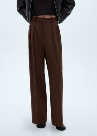 Mango, Wideleg Pleated Pants