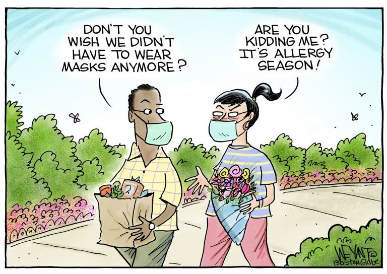 Editorial Cartoon U.S. covid masks allergies