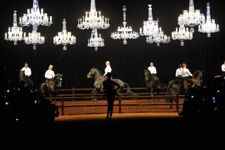 Chandeliers at Hermes horse riding event