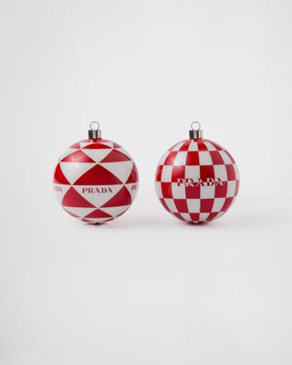 Prada red and white baubles