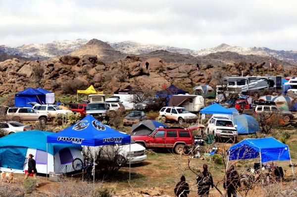 Several thousand racers and support personnel form "24 Hour Town" for the weekend