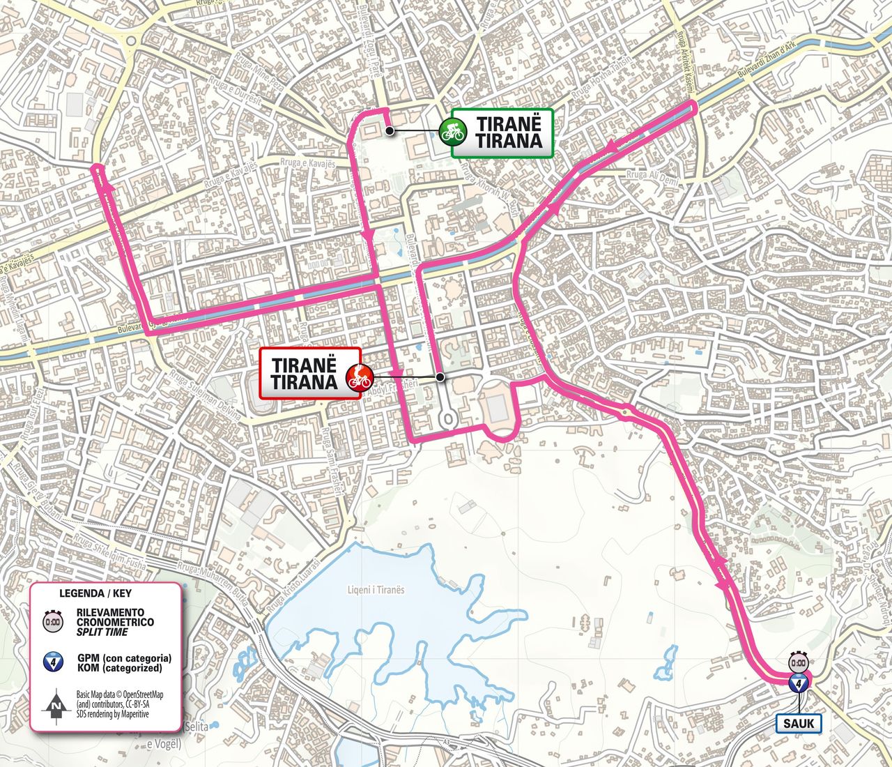 Stage 2 map for the 2025 Giro d'Italia