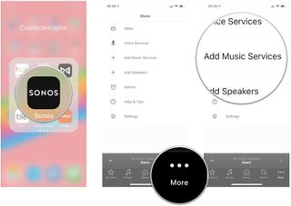 Open Sonos, tap More, tap Add Music Services